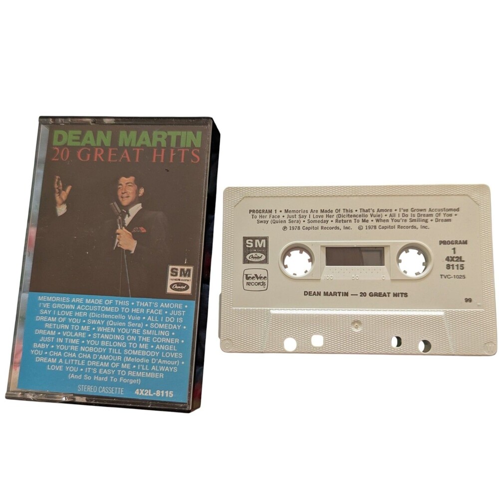 Dean Martin 20 Great Hits Cassette 1978 Vintage That's Amore Someday Angel Baby